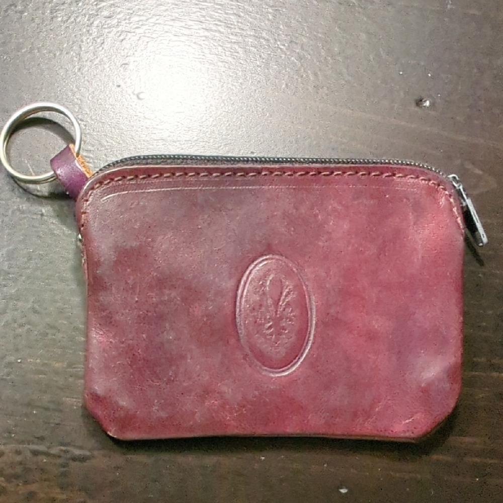 Burgundy Furla Leather Coin Pouch